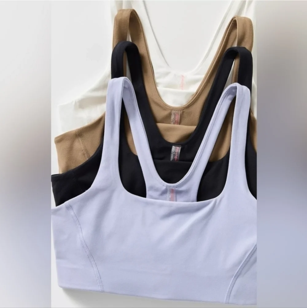 New Free People Never Better Square Neck Platinum Lilac Purple Sports Bra XS NWT